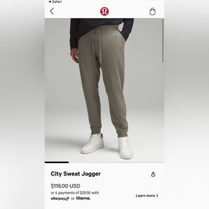 NWT Lululemon Men’s City Sweat Jogger Sz M 32”